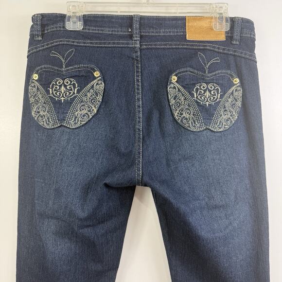Vintage Y2K Apple Bottom Jeans 9/10 Tapered Leg Dark Wash Embroidered Nelly - Picture 4 of 12